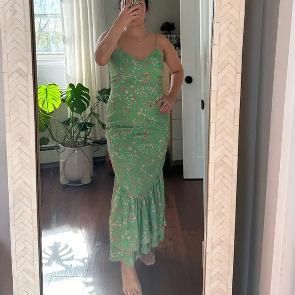Never Fully Dressed | Dresses | Never Fully Dressed Green Dress With Pink  And Ruffles Size 8 | Poshmark